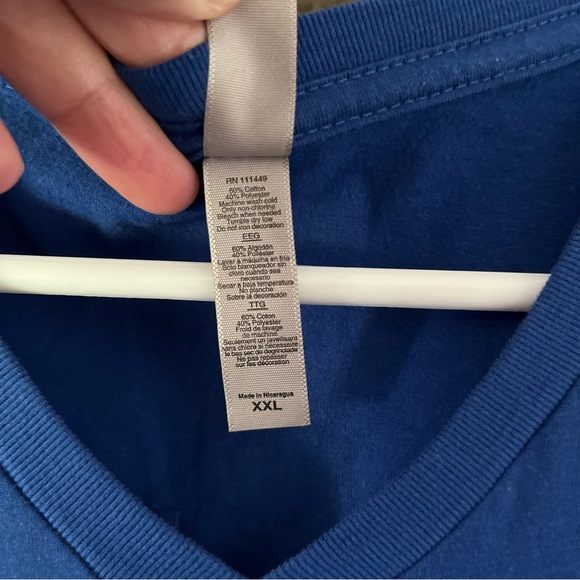 Blue Short Sleeve V Neck Tee, Size XXL - Picture 4 of 4